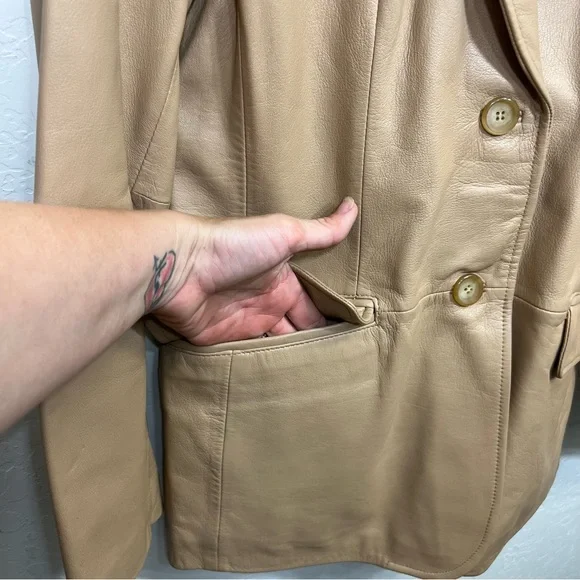 Colebrook Tan Leather Jacket Blazer Size M - Picture 8 of 12